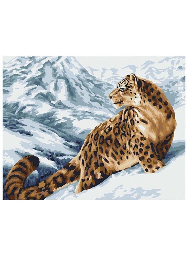 Retailio مجموعة ريتيليو للرسم بالأرقام على قماش الزهور، مناسبة للأطفال والفتيات والكبار والمبتدئين، مقاس 16 × 20 بوصة، مجموعة الرسم الزيتي بدون لهب، هدية (نمر الثلج). - Image 1